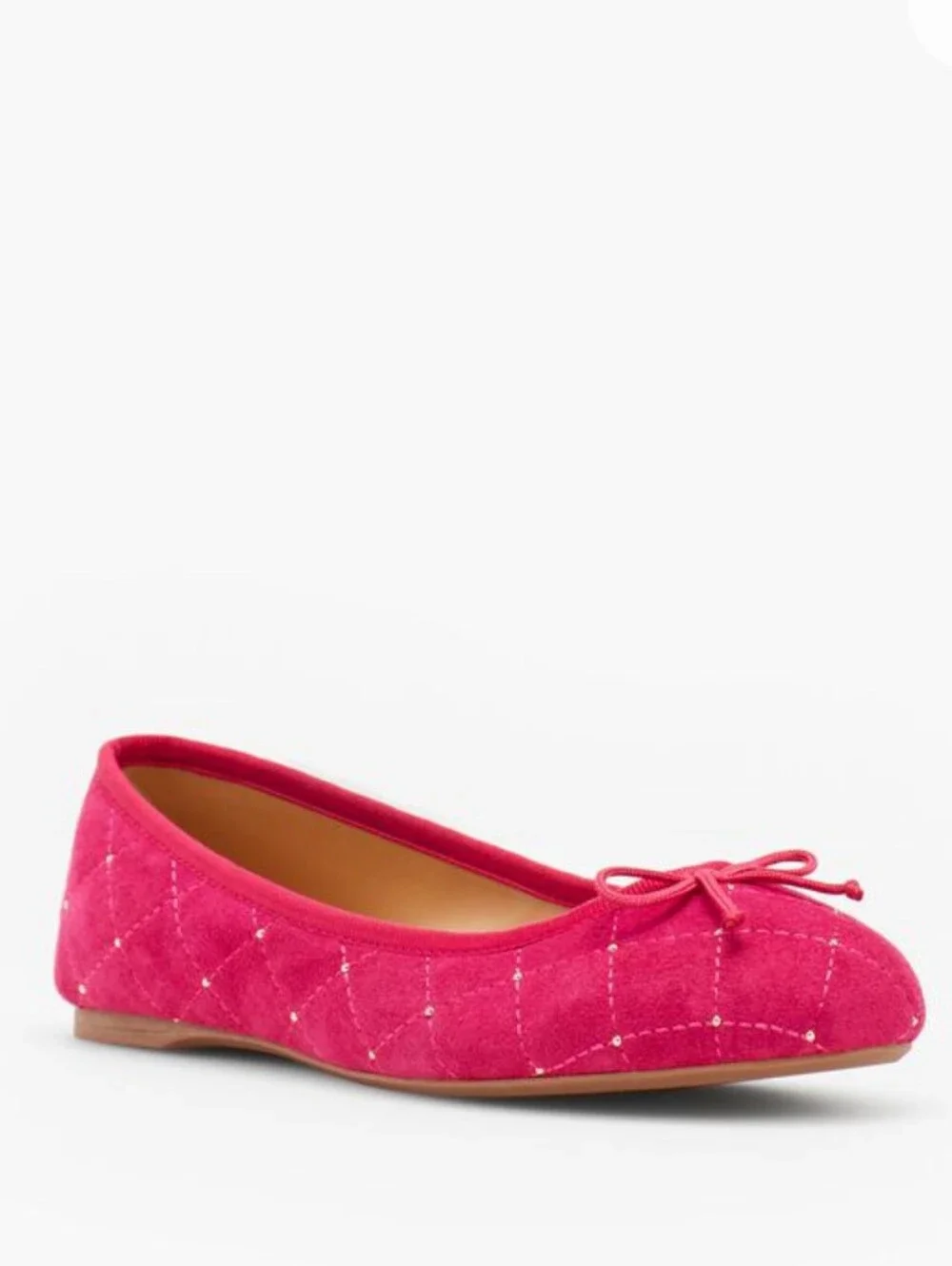 New Talbots Penelope Quilted Ballet Flats- Studded Red Kid Suede Size 8